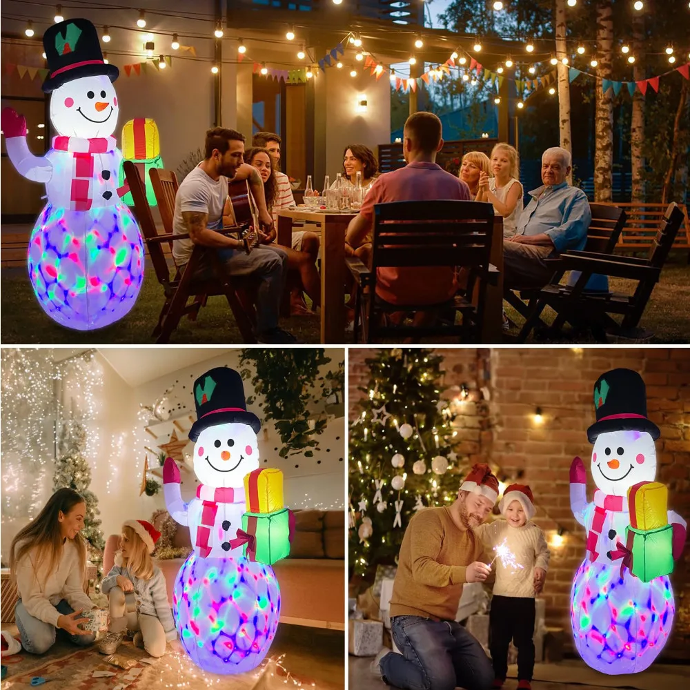 5FT/1.5M Inflatable Snowman Santa Claus Christmas Outdoor Decorations LED Litgiant Party New Year 2023 Christmas Decorations