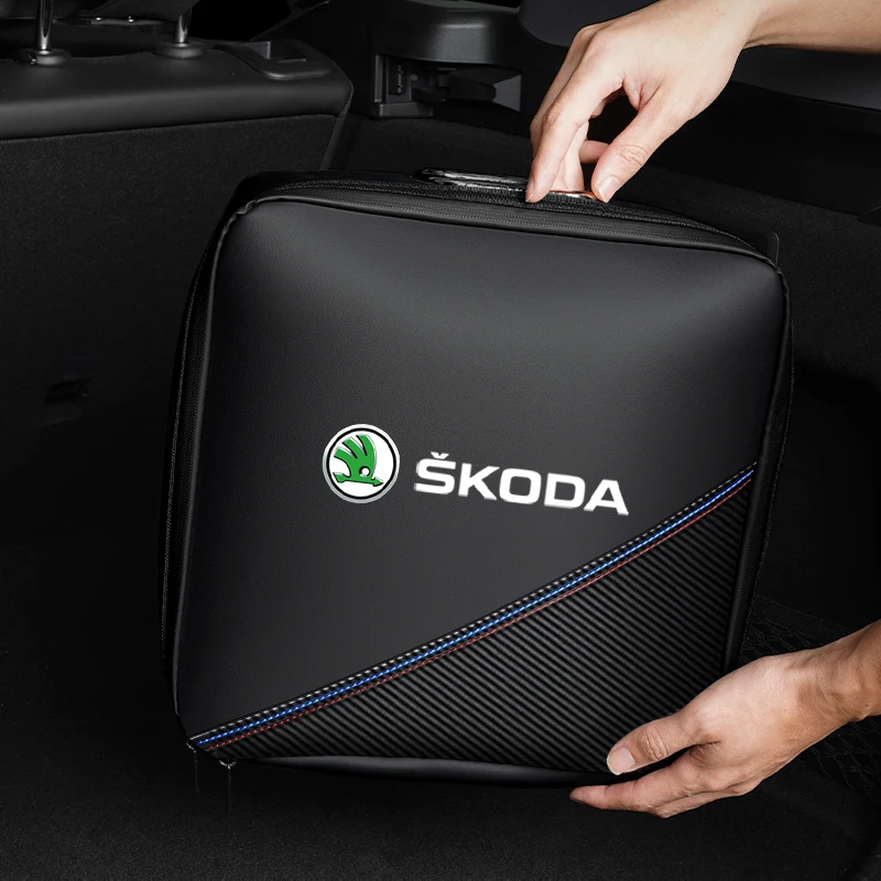 전기 자동차 충전기 케이블 정리 가방 Skoda Octavia VRS Rapid Kodiaq Fabia Karoq Superb Scala Kamiq 용 휴대용 핸드백