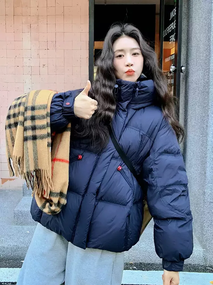 Jacket Korean Thickened Puff Feather Cotton Jacket Women Winter New Loose Warm Fashion Zipper Hooded