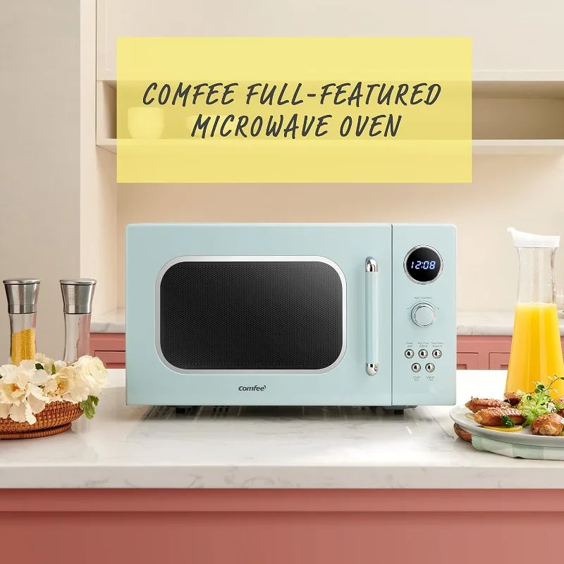 COMFEE CM-M091AGN Retro Microwave Multi-stage Cooking 9 Preset Menus Kitchen Timer Mute Function ECO Mode