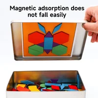 Wooden Magnetic Tangram Puzzle Toy for Kids Montessori  Educational Development Early Learning Child Geometry Kids Puzzles 2