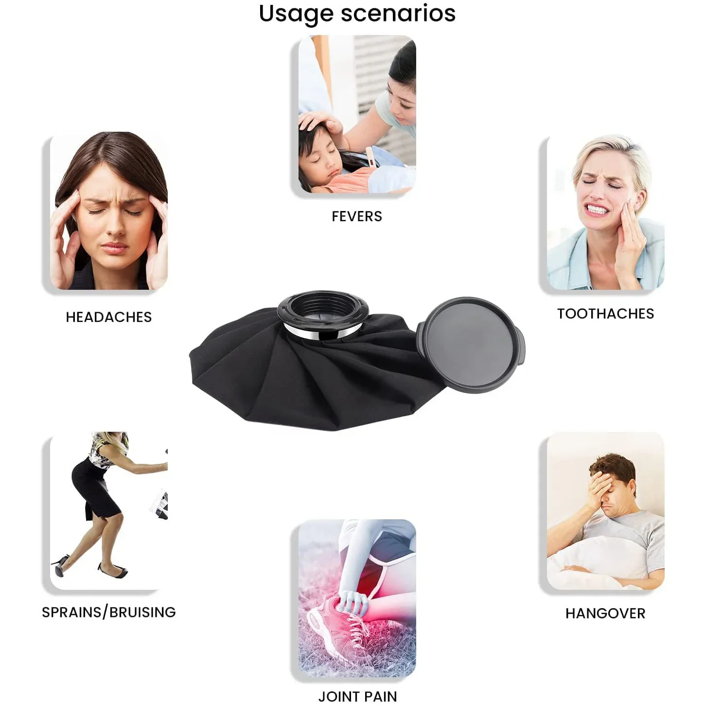 Reusable Ice Pack Cold Hot Water Compress Bag Kids Teenagers Adults Sport Injuries Swelling Wisdom Teeth Breastfeeding Headaches