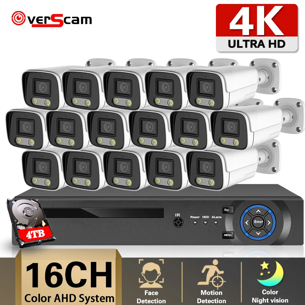 

8MP 4K 16CH CCTV System AHD Analog Kit Outdoor Color Night Vision AI Motion Detection H.265 Video Surveillance BNC Security Cam
