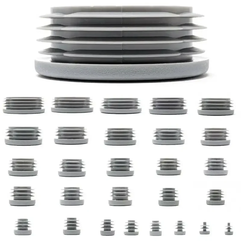 12pcs Gray Blanking End Caps Tube Pipe Bed Inserts Plug Table Chair Leg End Caps Dust Cover Floor Protector Furniture Feet Cover