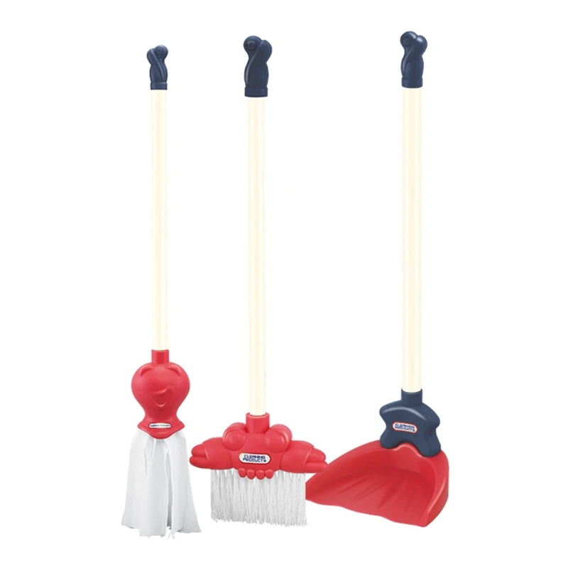 Kids Cleaning Set Toys Toddler Broom Baby Mop Dustpan Playset Pretend Play House Cleaning Kit Brush Soap Bathroom Clean 3