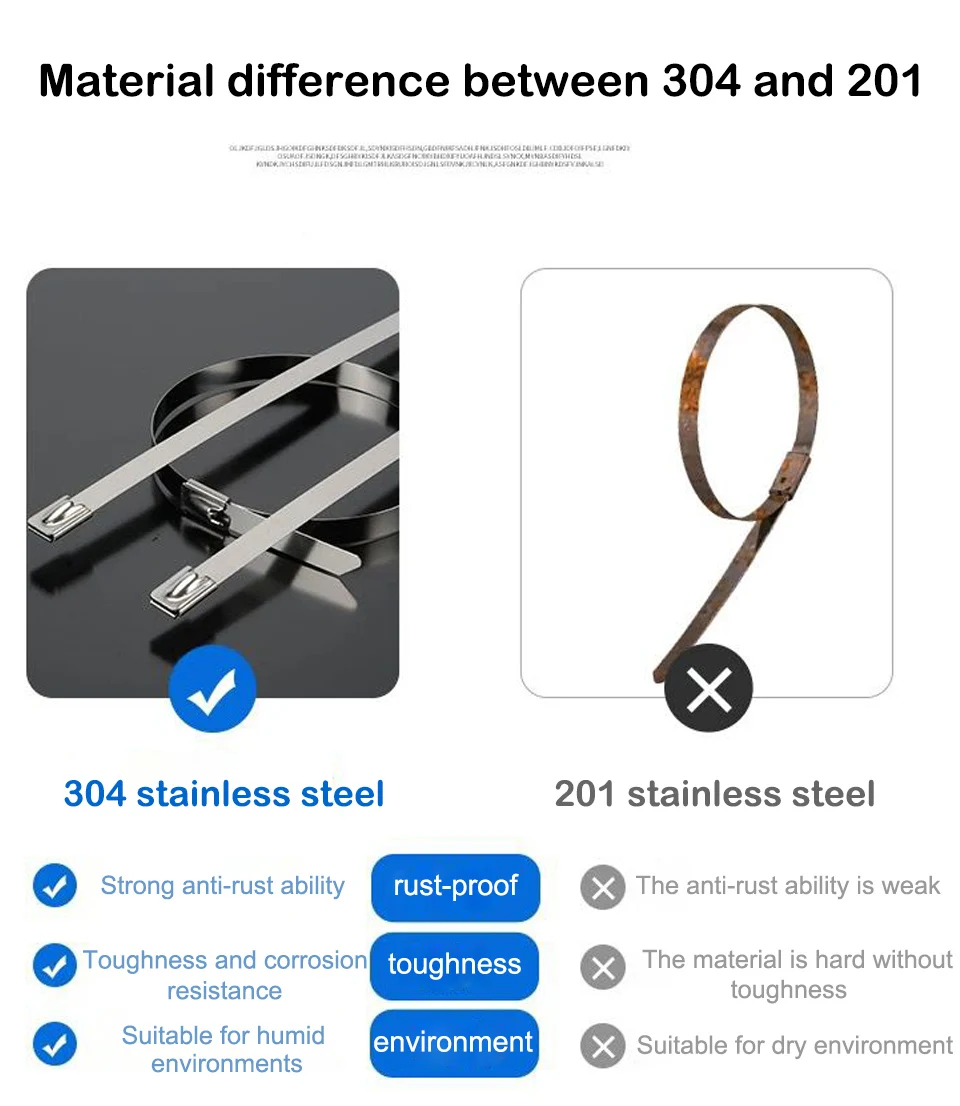 100Pcs 304#Stainless Steel Cable Ties 4.6mm Heavy Duty Self-Locking Cable Zip Tie Multi-Purpose Metal Exhaust Wrap Locking Ties