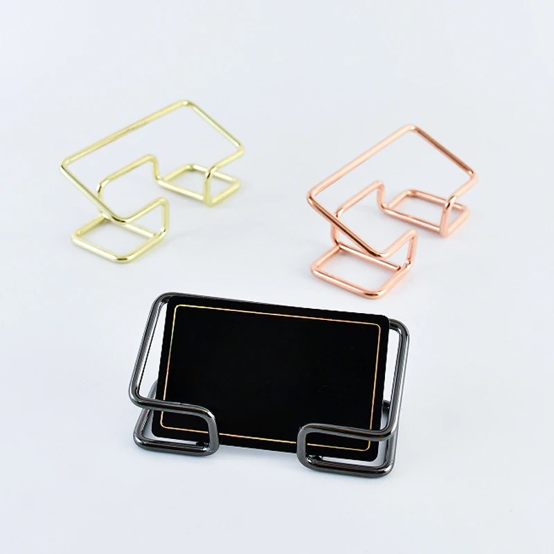 Desktop Business Card Holder Rack Display Stand Shelf Metal Bracket Cards Organizer Storage Box Office Desk Accessories