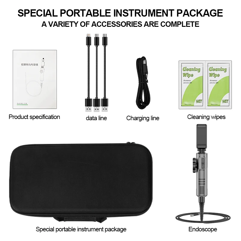 Endoscope Camera Articulating Borescope 2-Way 180&deg;Rotation Car Endoscope Camera 8 LED HD 1080P Endoscope Controllable Camera for IOS Android