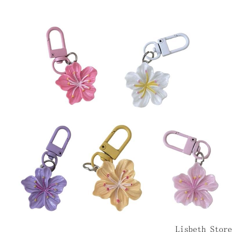 Fashion Flower Keychain Accessory Portable Key Holder Trendy Bag Charm Acrylic Texture Suitable for Travel Enthusiasts