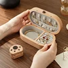 Solid Wood Fortune Cat Jewelry Box,Retro Portable Earrings Rings Premium Jewelry Box Holder Storage,Gift for Couple Friend Girl 4