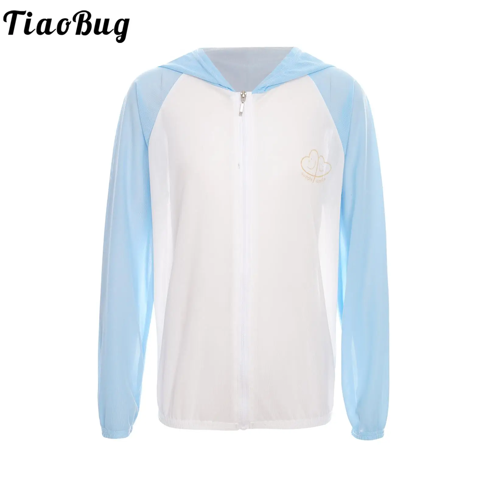 

2023 New Kids Boys Girls Long Sleeve Color Block Hooded Jacket Zipper Sun Protection Hoodie Tops for Outdoor Activities Camping