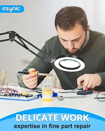 eSynic Headband Magnifier | 4 LED Lights | 1.2-4.5X Lens | Rechargeable | for Reading Crafts: 3 - 5 Days Free Delivery Only UK