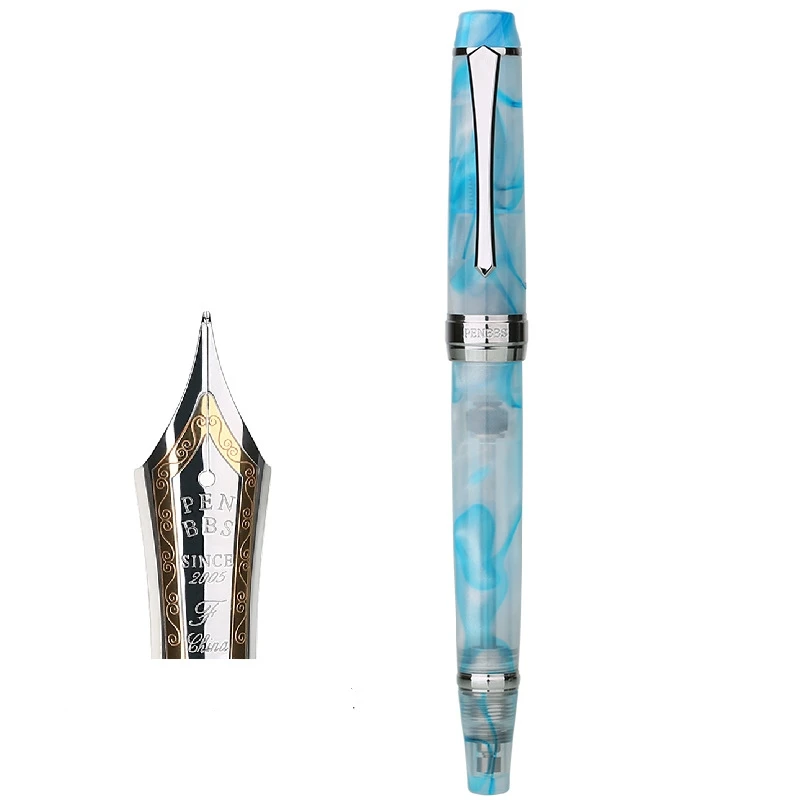 PENBBS 456 Resin Transparent Vacuum Filling Fountain Pen Fine Nib Fashion Writing Office Gift Ink Pen Set School Supplies