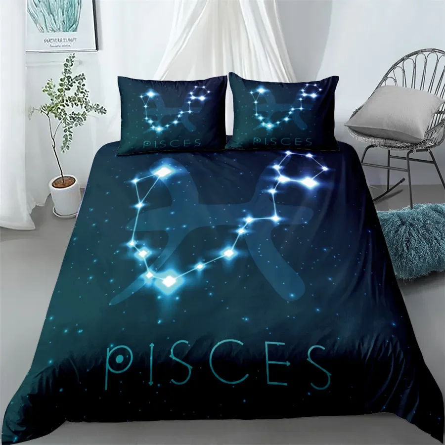 Aquarius Sign Zodiac Bedding Set King Queen Double Full Twin Single Size Duvet Cover Pillow Case Bed Linen Set 6