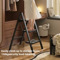 Antique Home Folding and Expansion Ladder Thickened Indoor Step Ladder Stool Three or Four Steps Climbing Multifunction Ladder 3