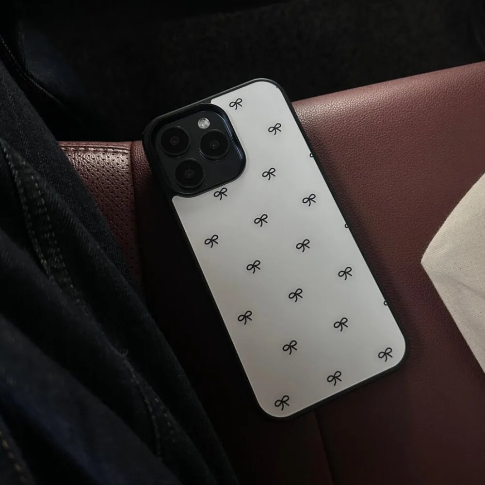 French Retro Elegant Ribbon Silver Edge Epoxy Anti-Drop Phone Case