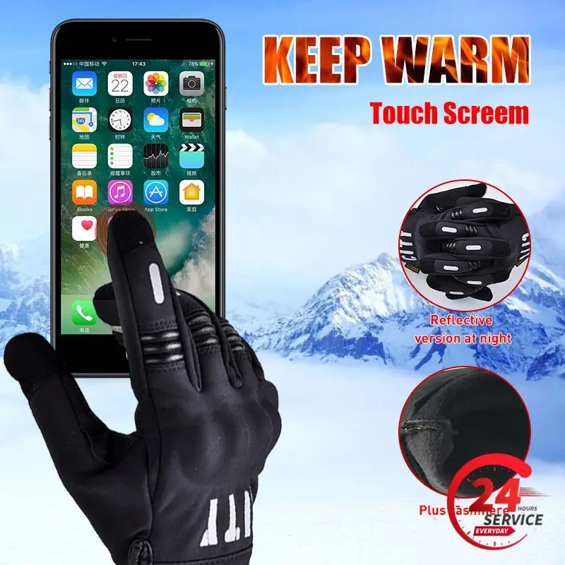 

Winter Full Finger Motorcycle Gloves Waterproof Gant Moto Keep Warm Men Moto Gloves Touch Screen Guantes Motorbike Riding Gloves