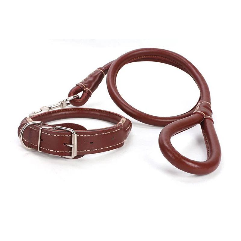 

Dog Collar Leash High Quality PU Leather Set Pet Collar Lead Black Brown