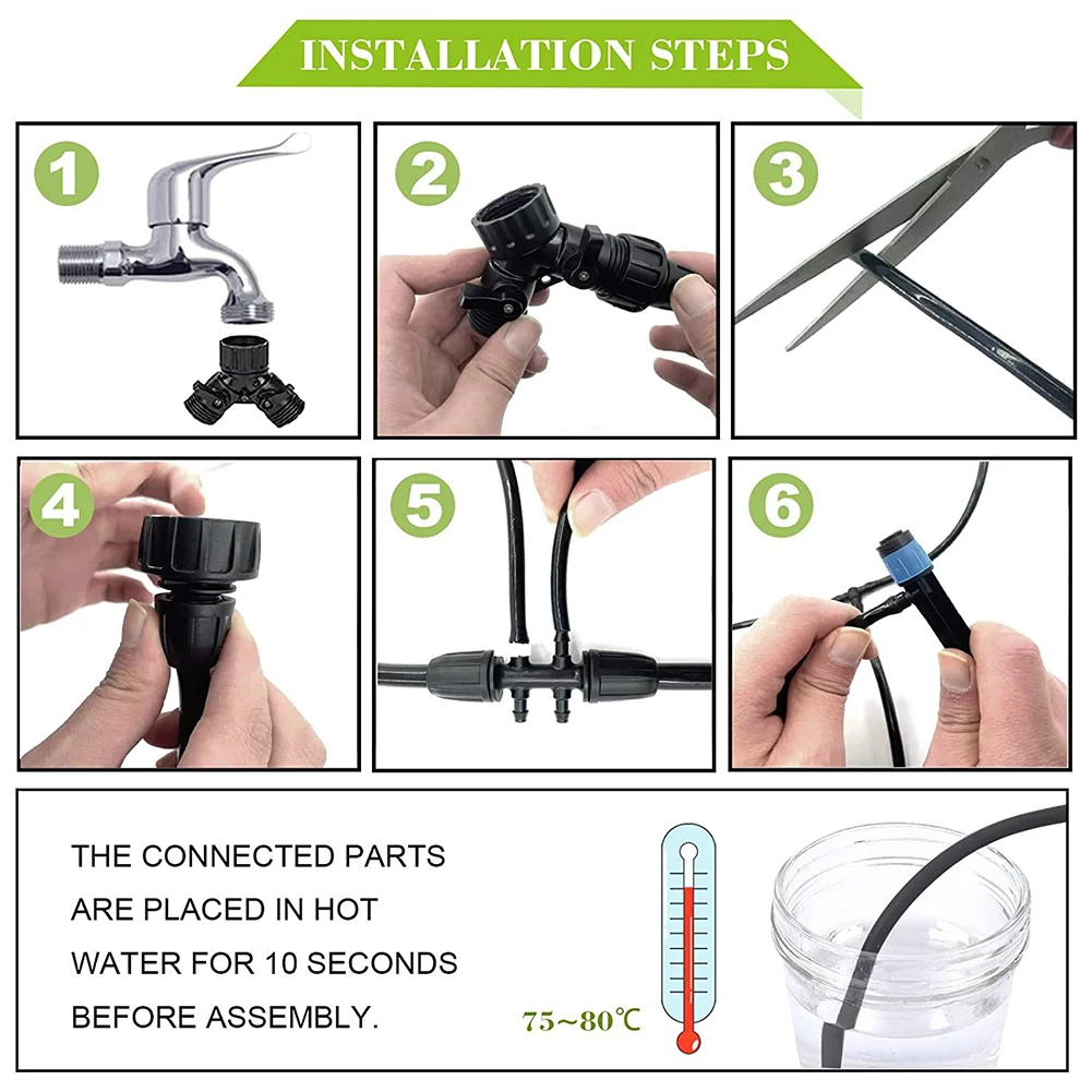200FT Quick-Connect Drip Irrigation System Kit with 1/2 Inch Hose 1/4 Inch Distribution Tubing Drip Irrigation System Kit