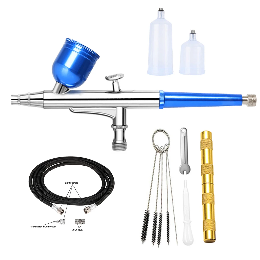 RIBO 131B Dual Action Airbrush Pen Blue Color Gravity Feed Trigger Type Spray Gun Replace Cup veda airbrush kits dual action gravity feed spray gun 0 2 0 3 0 5mm nozzles for airbrush painting tattoo cake decor nail beauty