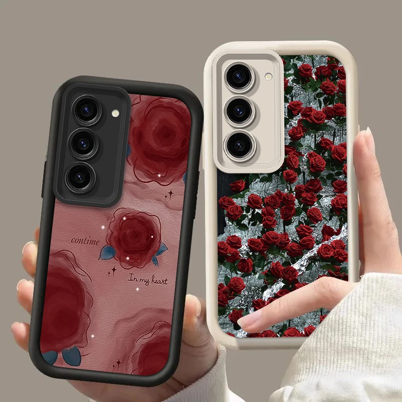 Rose Flower Silicone Phone Case - Elegant Protective Cover in Soft Pink