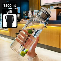 Large Capacity Transparent Glass Water and Juice Bottle for Outdoor Sports and Travel (1500ml)