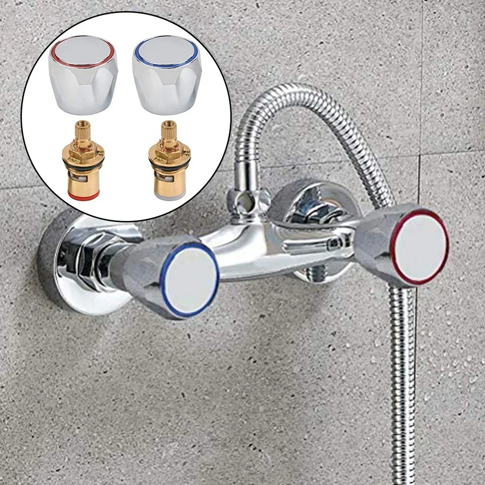 2 Set Tap Reviver Conversion Kit Tap Handle Copper Valve Screws Plastic Diamond Faucet Handle Handwheel Bathroom Accessories