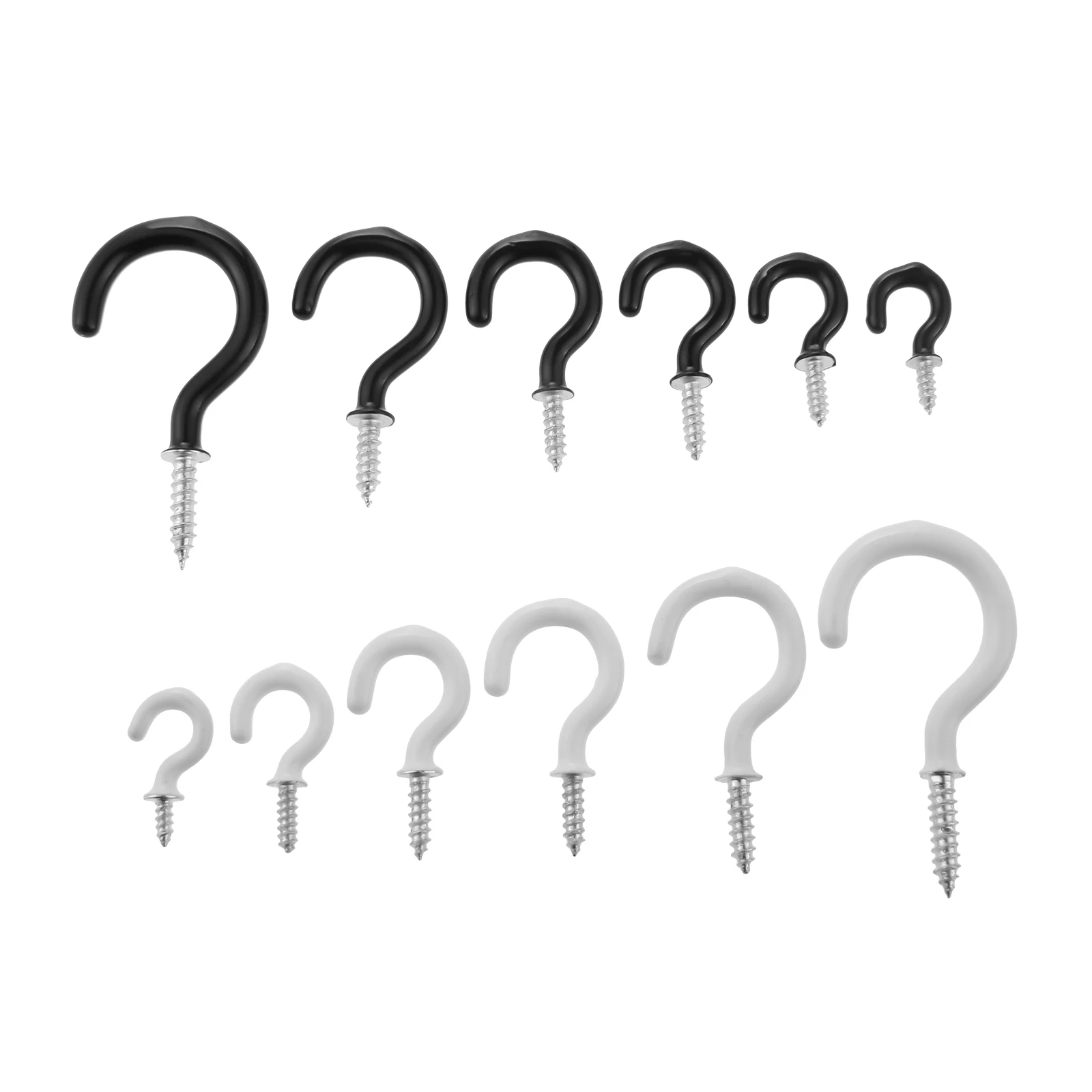

70pcs White Balck Metal Cup Hooks Hanging Plant Baskets Pots Pans Sun Lock Screen Indoor Outdoor