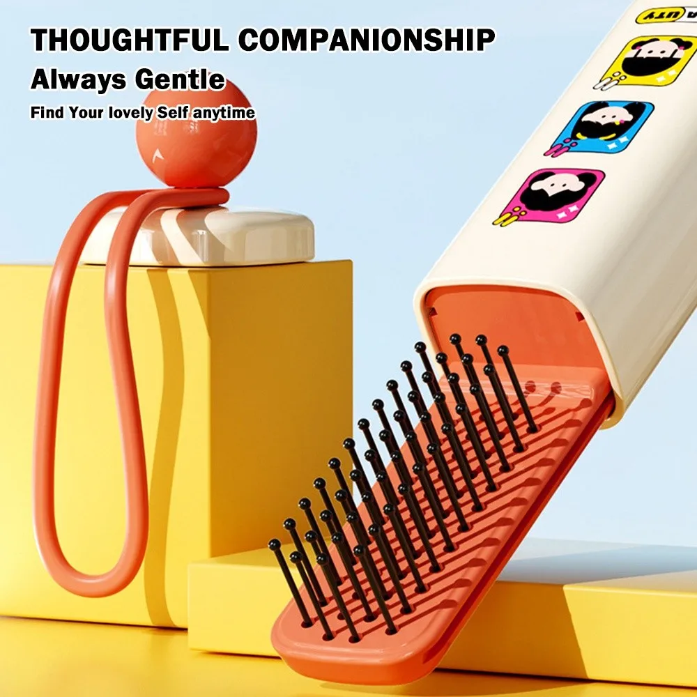 New Portable Dopamine Comb with Mirror with Lanyard Massage Comb Dopamine Airbag Combs Outdoor Use
