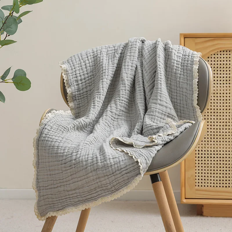 6 Layer Baby Blanket for Newborn Bath Towel Muslin Swaddle Cotton Receive Blanket Swaddling Wrap Lace Langer New Born Bedding
