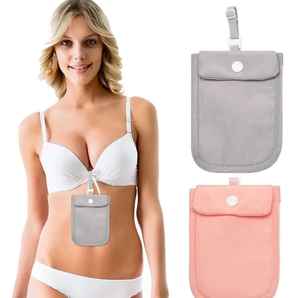 RFID Blocking Bra Wallet with Adjustable Elastic Strap