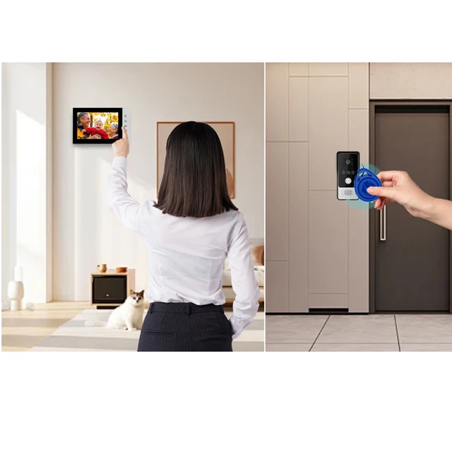 Mirixi 7 Inch Video Intercom Door Phone Doorbell with Camera RFID Unlock Wide Angle Multiple System  Door Access Control Night 6