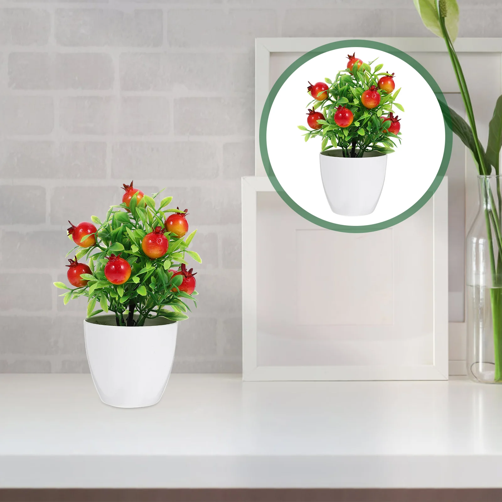 

2pcs Artificial Fruit Tree Potted Fruit Tree Bonsai Fruit Tree Decoration Accessory