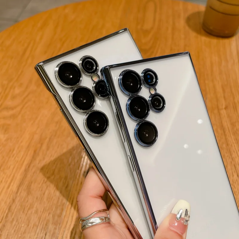Luxury Slim Transparent Plating Frameless Phone Case with Camera Lens Protection