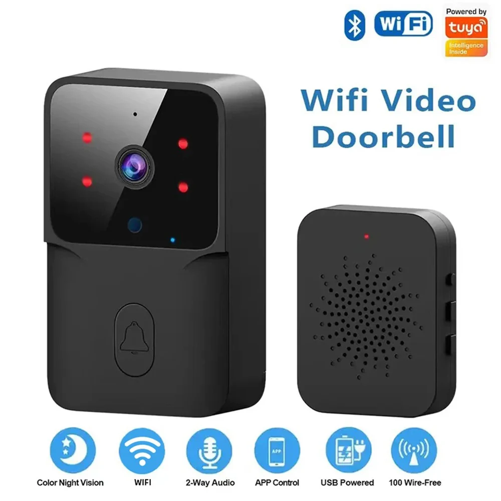 Sonnette WiFi maison Tuya WiFi sonnette sans fil DC AC alimenté par batterie caméra cloche avec Alex Google Bundle vidéo sonnette caméra