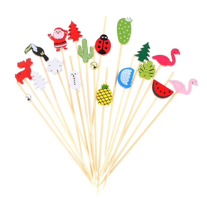 Bamboo Pick Buffet Cupcake Fruit Fork Party Dessert Salad Stick 100pcs12cm bamboo skewer food toothpick