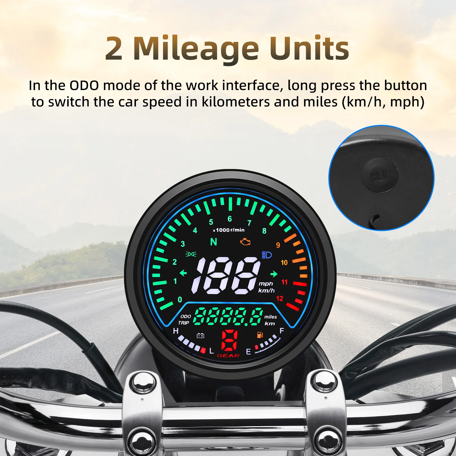 Motorcycle Digital Instrument Panel with RPM Speedometer, Voltage Meter, Oil Level Gauge, and Trip Indicator
