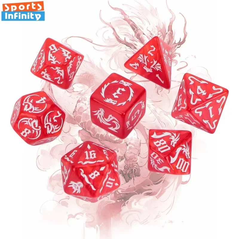 7pcs/set Dragon Element Polyhedral Dice Set Number Dice Kit for Dnd COC Cthulhu TRPG Running Team Table Game Dnd Set table games