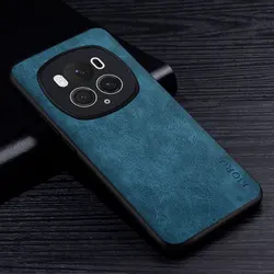 Premium PU Leather Scratch-Resistant Phone Case - Solid Color Cover for Magic 6 Pro (Dark Blue)