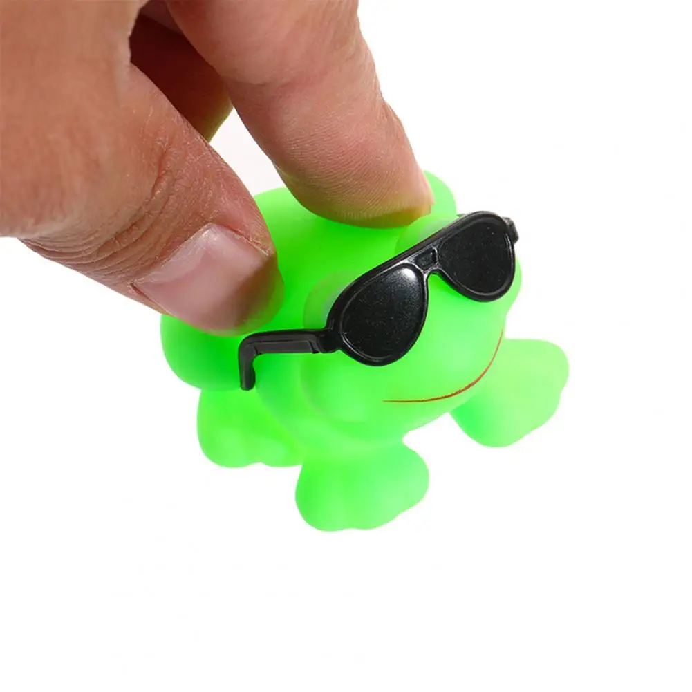 

Sunglasses Frog Toy 16pcs Sunglasses Frog Bath Toy Set for Stress Relief Mini Floating Rubber Frogs with Green Glasses for Kids