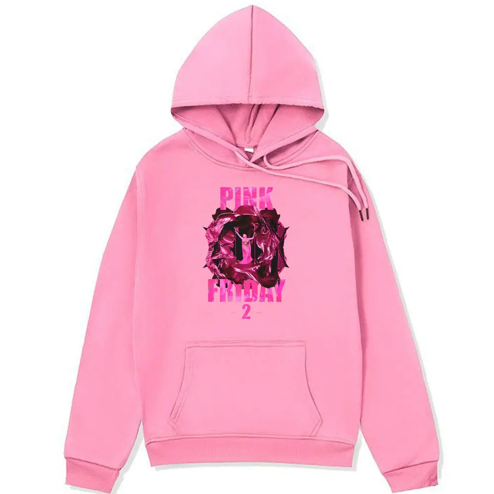 Rapper Nicki Minaj Pink Friday 2 Music Album Graphic Print Hoodies Male Fashion Oversized Hip Hop Sweatshirts Winter Pullover