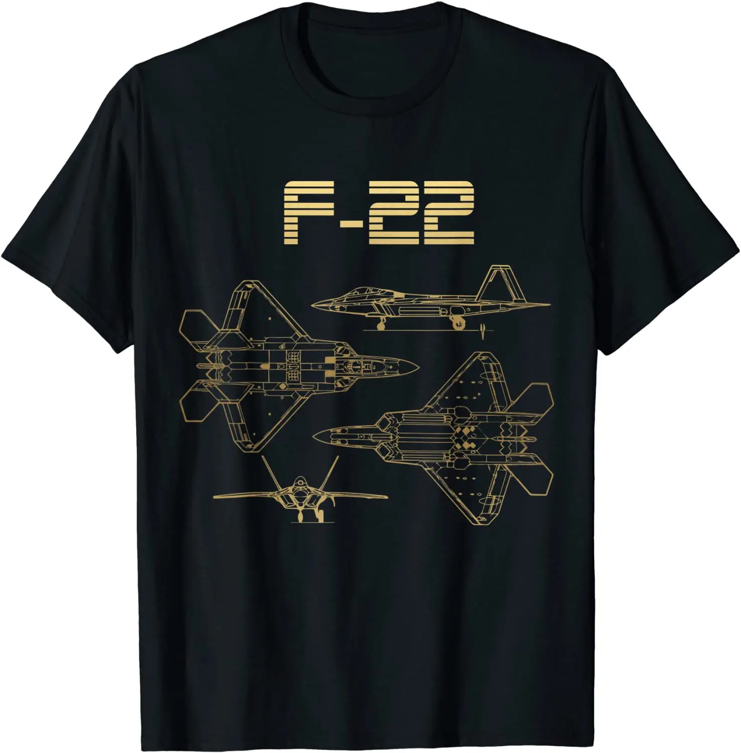 

F-22 Fighter Plane Warbird Blueprint Schematics Diagram Men T-Shirt Short Sleeve Casual Cotton O-Neck Summer Tees