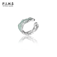 F.I.N.S 1PC Irregular Surface Enamel S925 Sterling Silver Ear Clip Texture Ear Cuffs for Non Pierced Ears Catilage Fine Jewelry 1