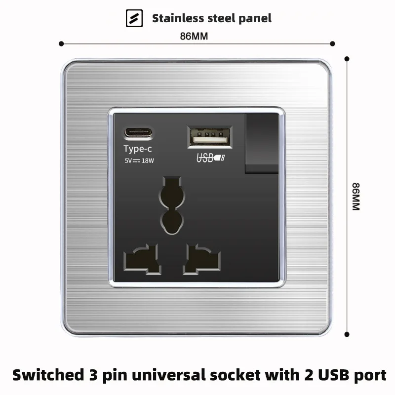 Wall switch USB charging socket with LED light