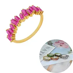 24K Gold Plated Crystal Turquoise Ring - Luxurious Engagement & Anniversary Gift - 8 (LN0536 - rose red)