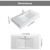 35'' Vessel Sink Wall-Mount Bathroom Sink V-Shaped Floating Sink Stone Resin in Matte White 3