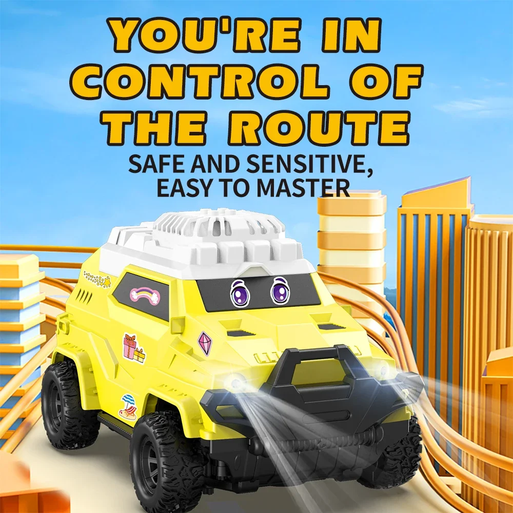 Rc Car with Fan 2.4G Diy Sticker Remote Control Car Off-Road Crawler Vehicle with Lights Electric Toys for Boy Girl Gift