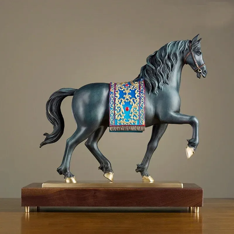 

High grade art Collection Luxury Home company Vestibule living room Success Royal Andalusian horse handmade brass art statue