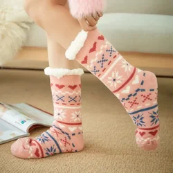 Cozy Women's Fuzzy Plush Winter Slipper Socks - Non-Slip, Warm, and Fluffy with Cute Cartoon Design - One Size (Love pink)