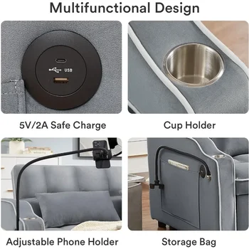 Sofa with 2, seats3 in 1 Convertible Sleeper Sofa, Velvet Pull Out Couch Futon, Living Room Furniture 5